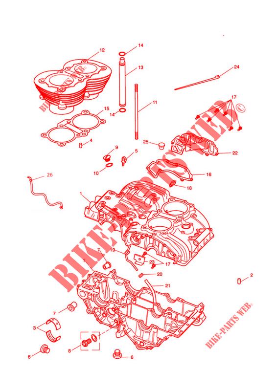 CARTERES CIGÜEÑAL Y PIEZAS   DESDE MOTOR N° 221609 (EXCEPTO MOTOR N° 229407 A 230164) para Triumph Thruxton Carbs